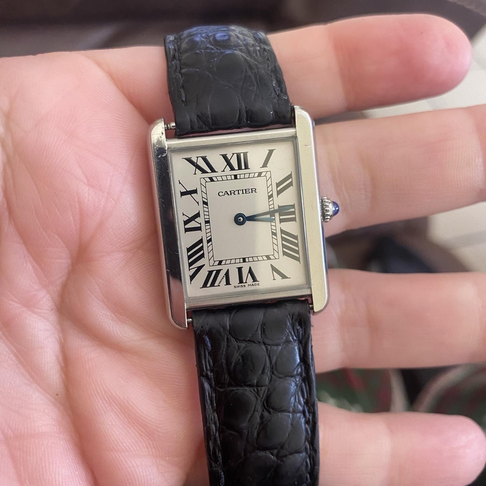 Cartier Stainless Steel Watch with Black Strap